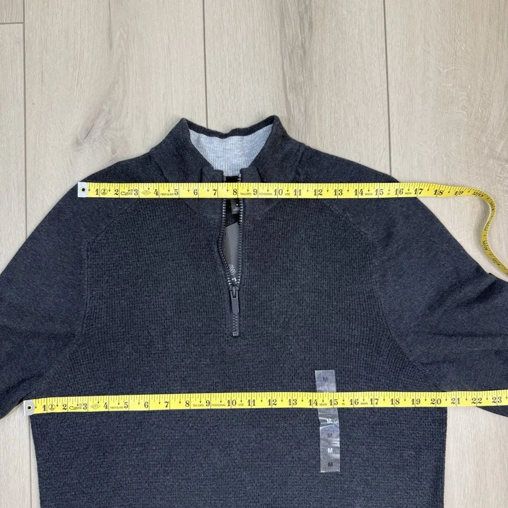 NEW FLX 1/4 Zip Sweater Men's M Charcoal Gray Mock Neck Pullover Knit Bangladesh